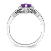 14k White Gold Amethyst and Diamond Heart Ring